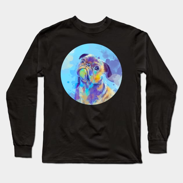 Sweet Pug - Dog Illustration Long Sleeve T-Shirt by Flo Art Studio